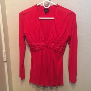 NWOT Sky Deep V Neckline Red Blouse